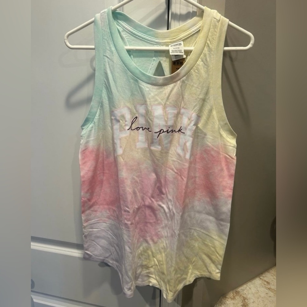 Victoria’s Secret PINK Racerback Perfect Tank Top Rainbow Medium NWT